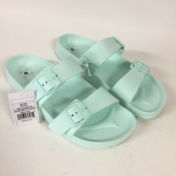 4 Big Kid Justice Slide Sandals Glitter Mint